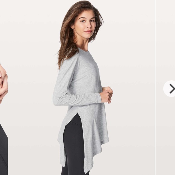 Lululemon To The Point Long Sleeve Heathered Core Light Grey Size 10* Womens - Picture 11 of 12